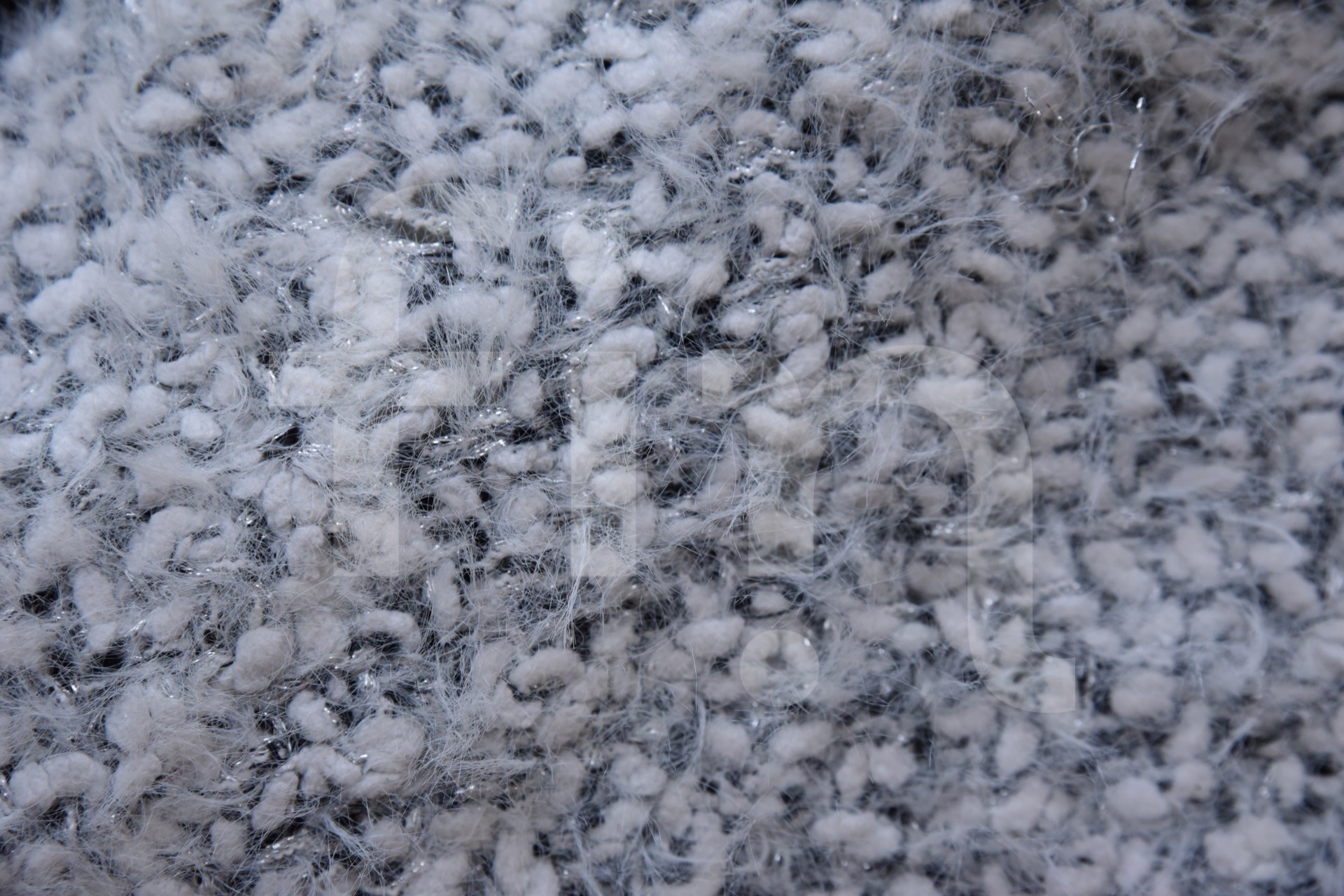 Black white silver hairy woolen texture detail