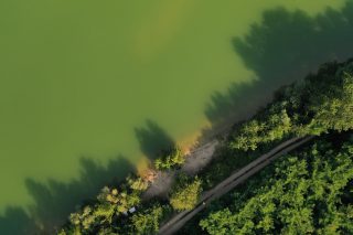 Green lake aerial view
