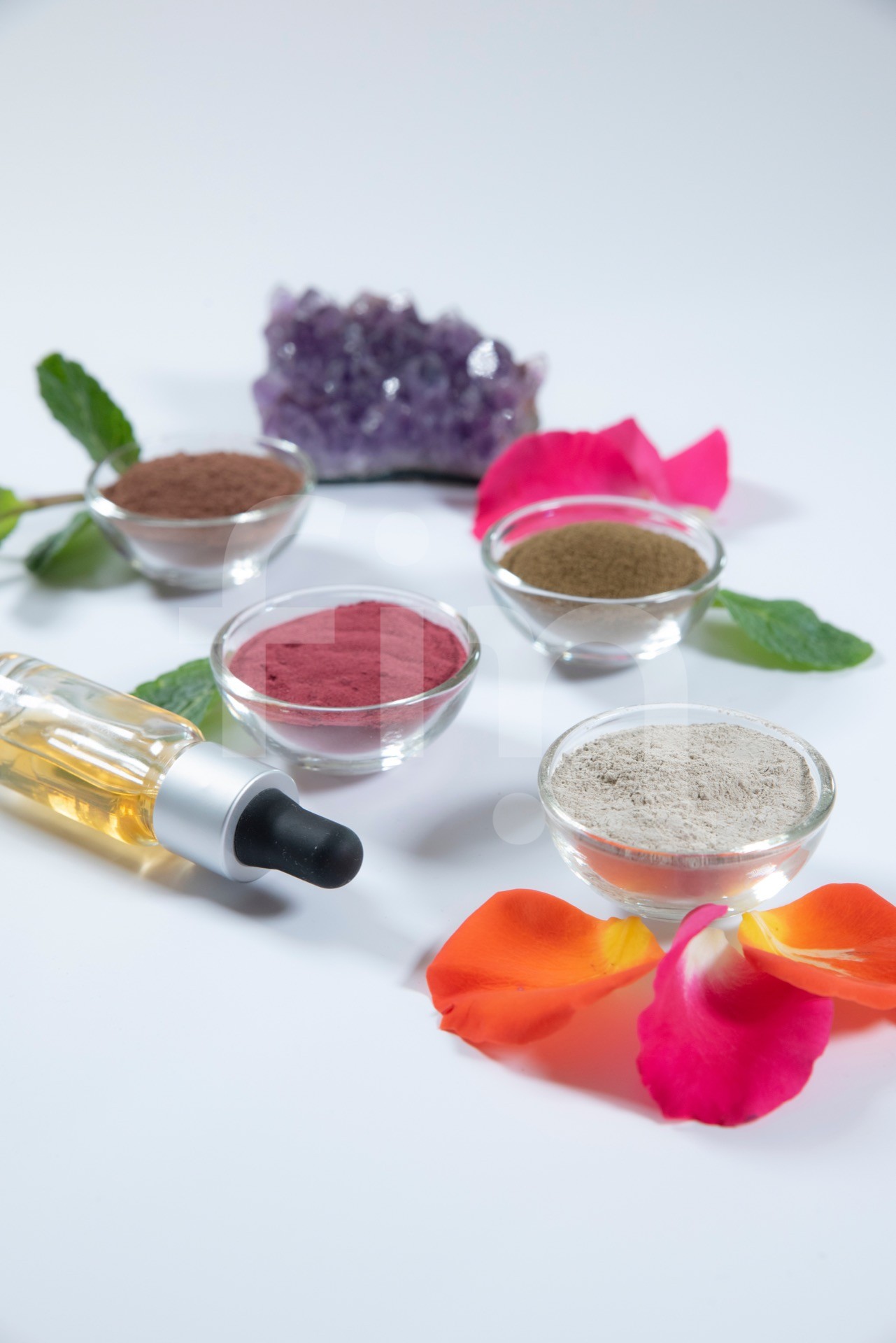 Pollen clay natural cosmetics on a white background