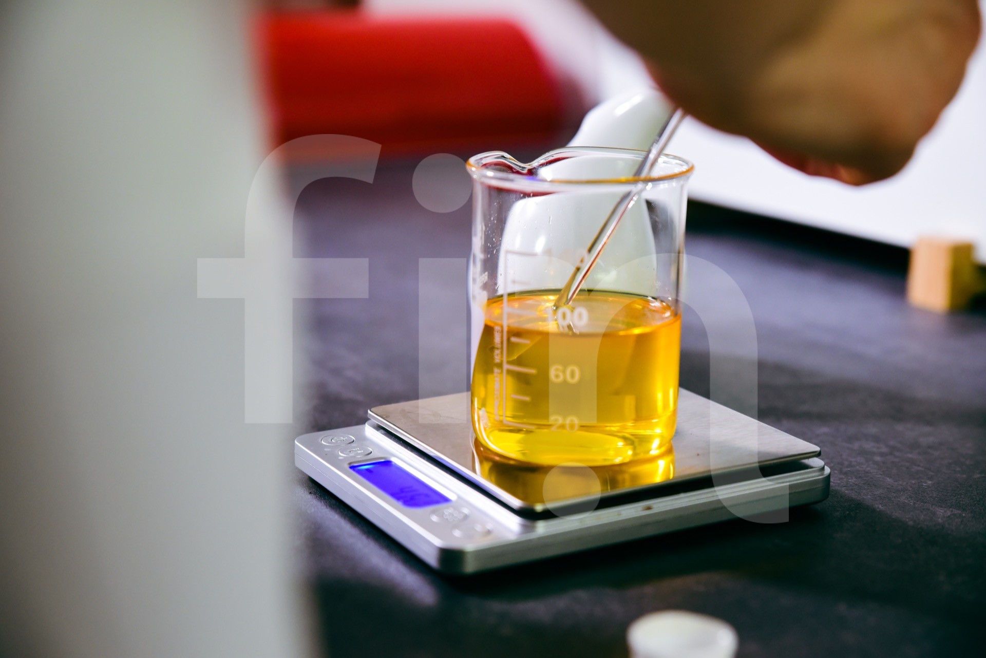 Weigh essential oils on a scale aromatherapy