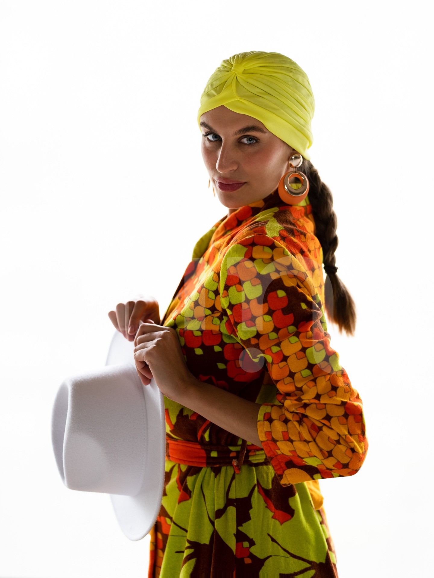 Yellow-orange styling girl portrait